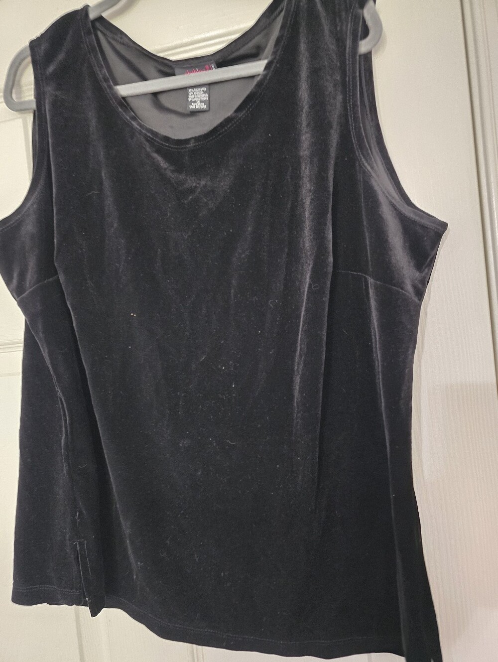 Clothing Co. by Notations Womens Black Sleeveless Scoop Neck Slit Velour Tank